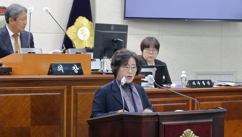 창녕군의회 신은숙 의원이 5분 자유발언을 하고 있다.[창녕군의회]